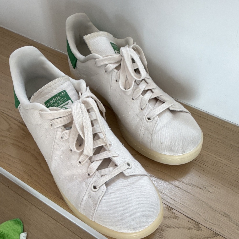 adidas Stan Smith Primeblue Cloud White/Green Low Top Lace Up Sneakers US 9 - Picture 3 of 6